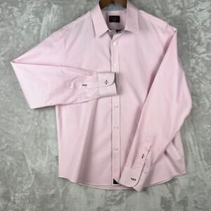 UNTUCKit Pink Stripe Wrinkle Free Cotton Men's Medium Long Sleeve Dress Shirt